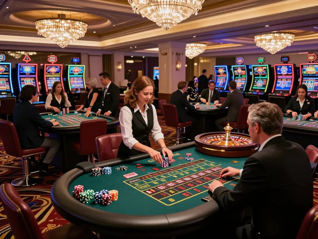 78WIN at the roulette table where players place their exciting bets amidst a vibrant casino atmosphere.