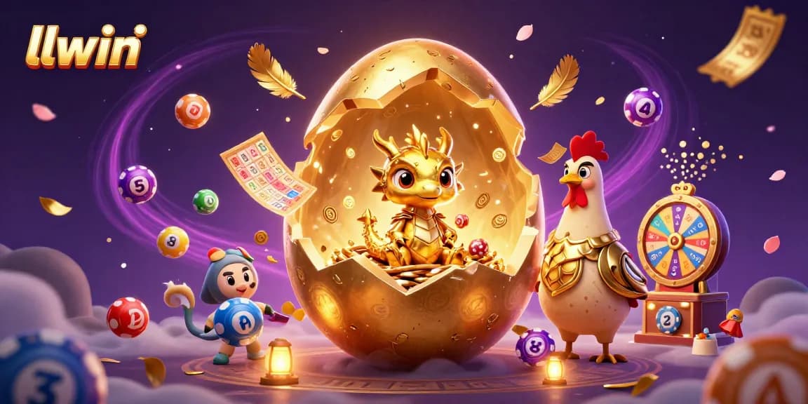 Experience the excitement of llwin with a golden dragon among vibrant casino elements.
