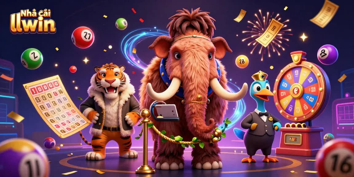 Engage with the vibrant energy of Nhà cái llwin as a saber-tooth tiger VIP checks in at a lively casino entrance.