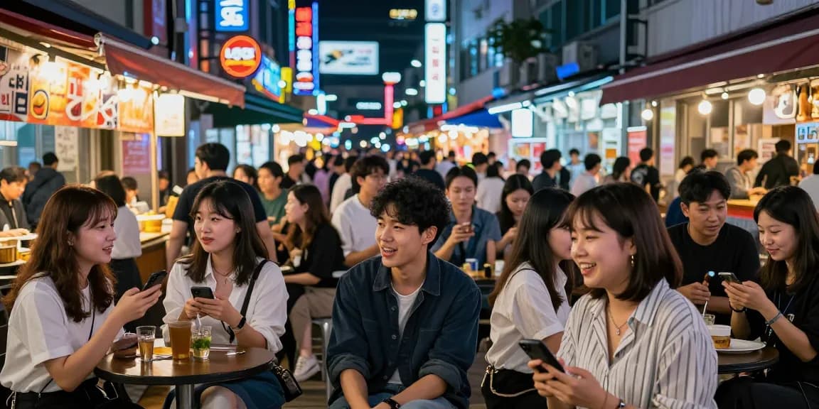 하루이야기에서 강남의 활기찬 유흥과 커뮤니티를 보여주는 밤풍경