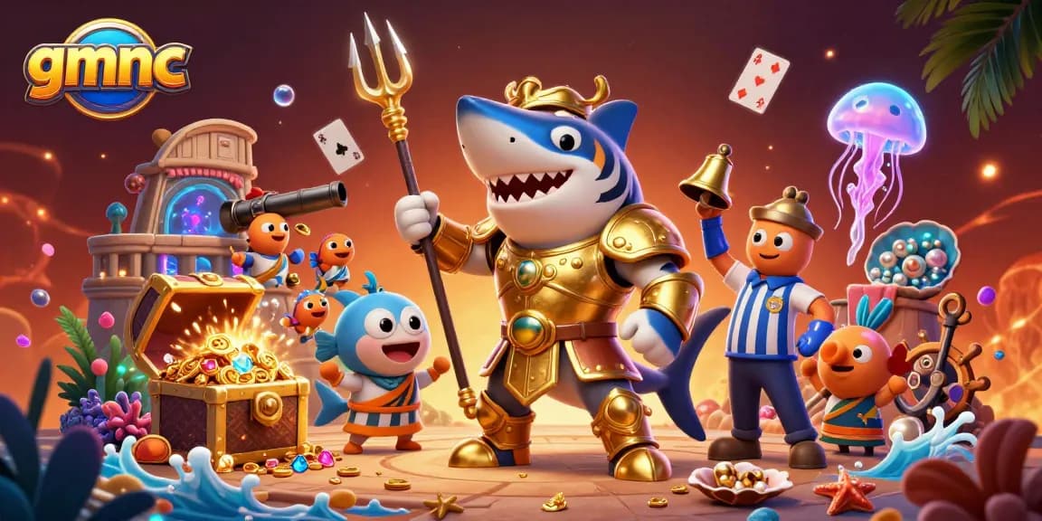 Engage with gmnc's insightful gambling analysis featuring vibrant characters and underwater elements.