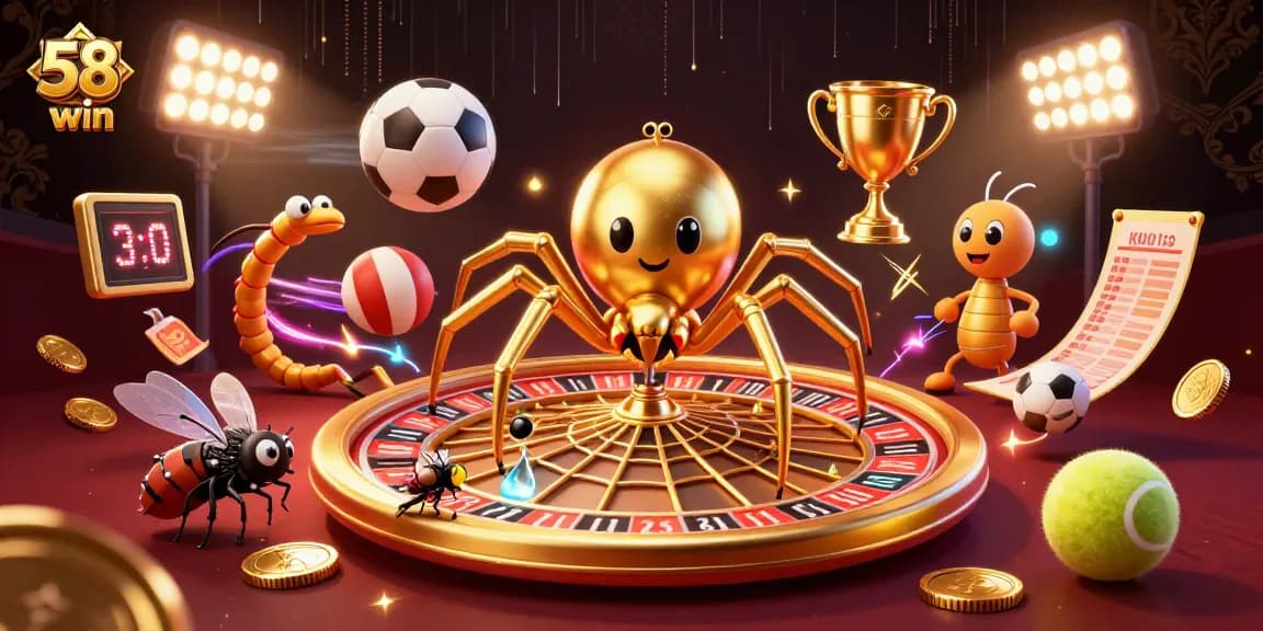 Experience sports betting excitement at 58win, where a fly nervously places bets by a roulette wheel.