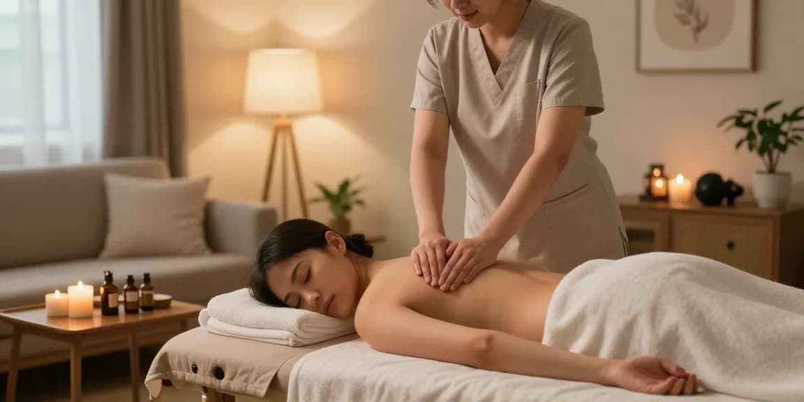 광명출장안마 서비스의 편안한 마사지 장면, 집에서 즐기는 안락한 분위기