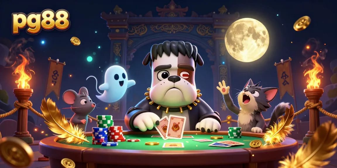 pg88 showcases a thrilling 3D casino scene featuring animated characters at a dynamic gaming table.