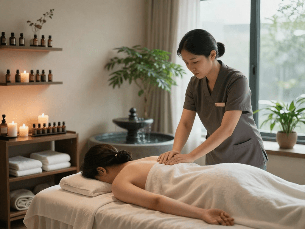 Experience a soothing 강남출장마사지 treatment in a serene spa environment.
