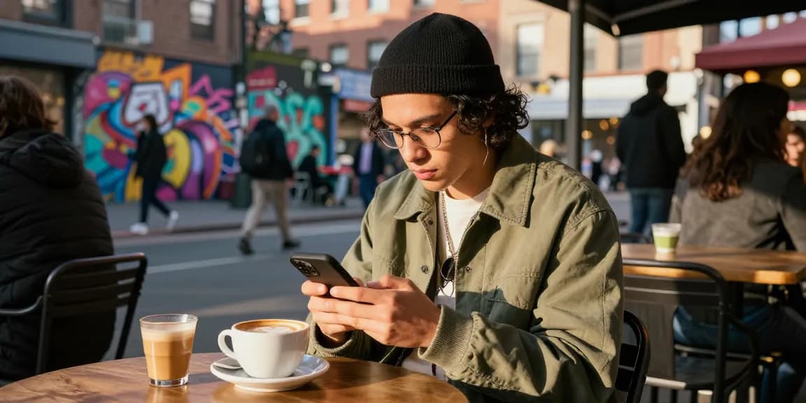Threads いいね 購入を探しているスタイリッシュな個人の街のカフェシーン