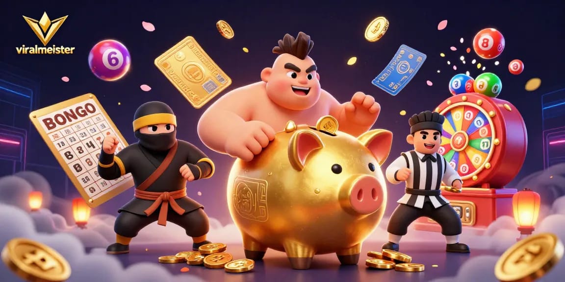 Experience the thrill of gaming with viralmeister's vibrant lottery scene featuring dynamic characters.
