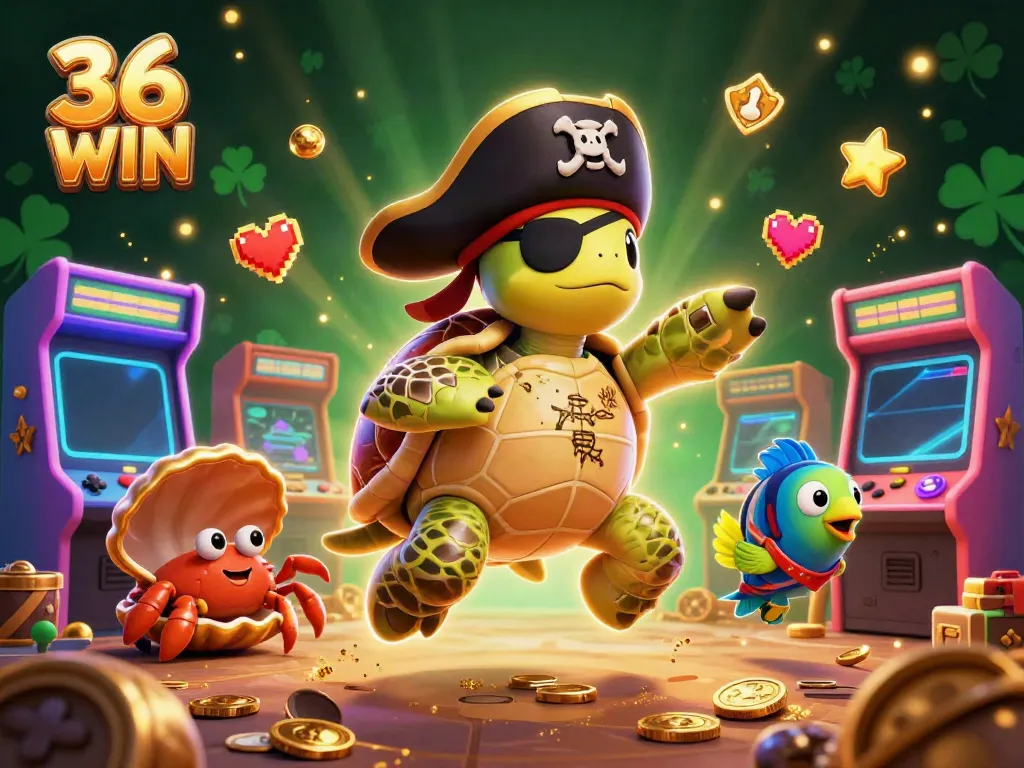Engage with exciting gaming action at 36 WIN's vibrant casino environment featuring cartoon characters.