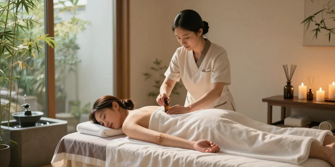 안양출장마사지 session in a calming spa with soothing elements and essential oils.