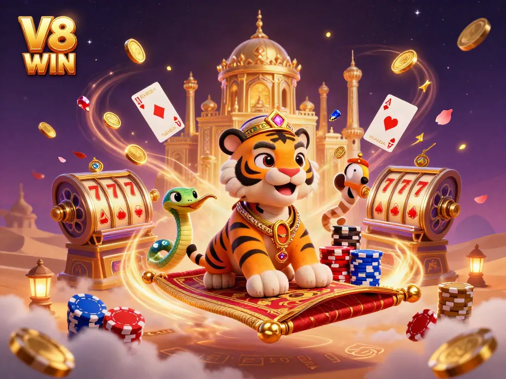 Engage with V8 WIN's vibrant casino adventures featuring magical characters and dazzling games.