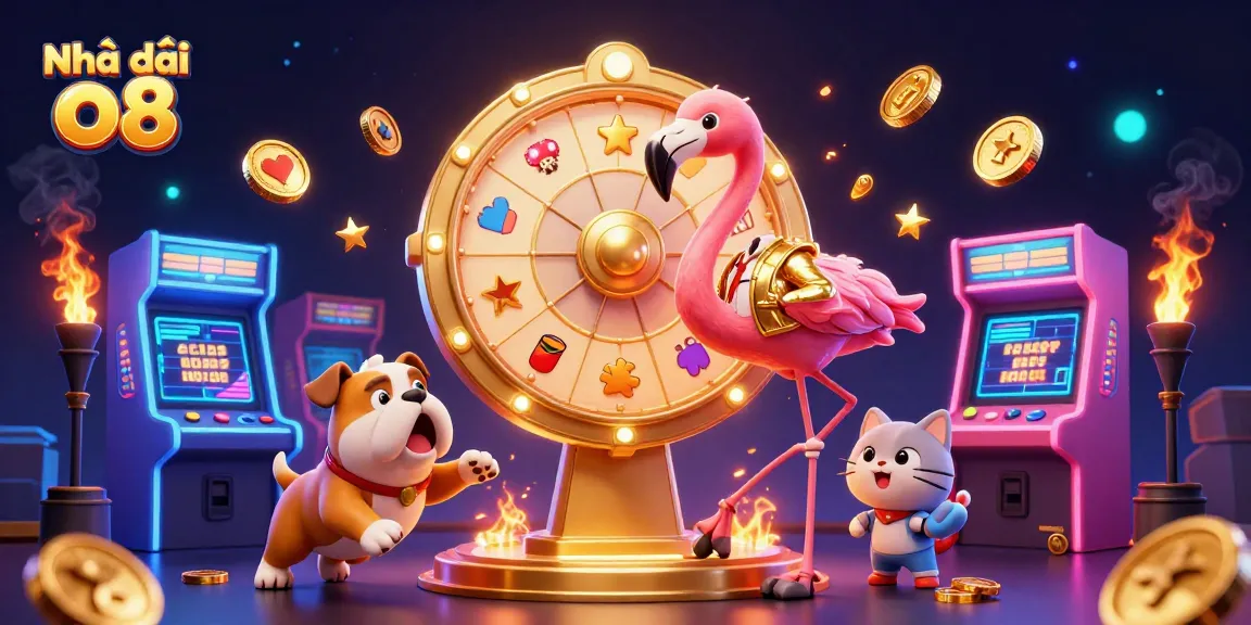 Experience the excitement of Nhà cái o8 with vibrant gaming characters in a dynamic casino scene.