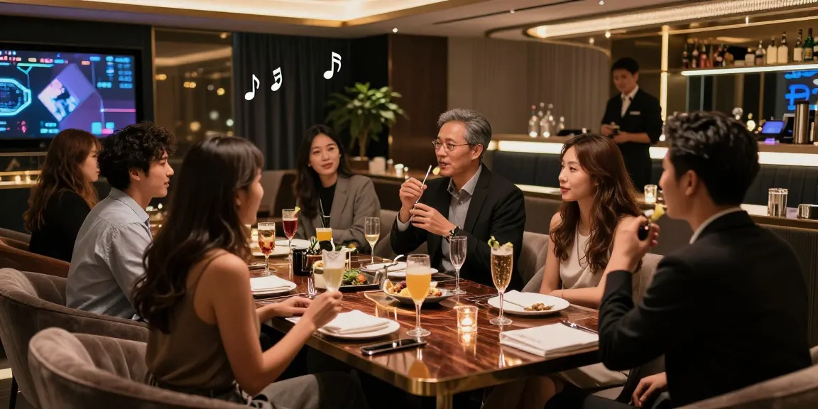 쩜오블랜딩에서 고급스럽고 아늑한 분위기 속 친구들끼리의 사교 모임 장면