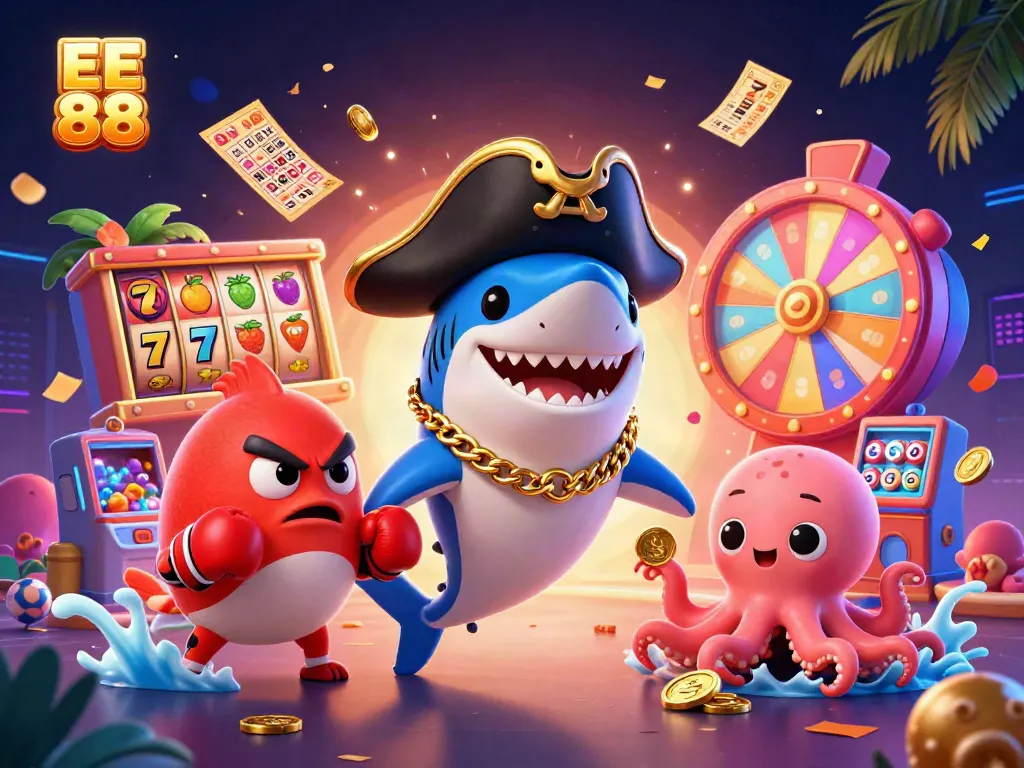 Experience the excitement of EE 88 with vibrant casino elements in a dynamic scene.