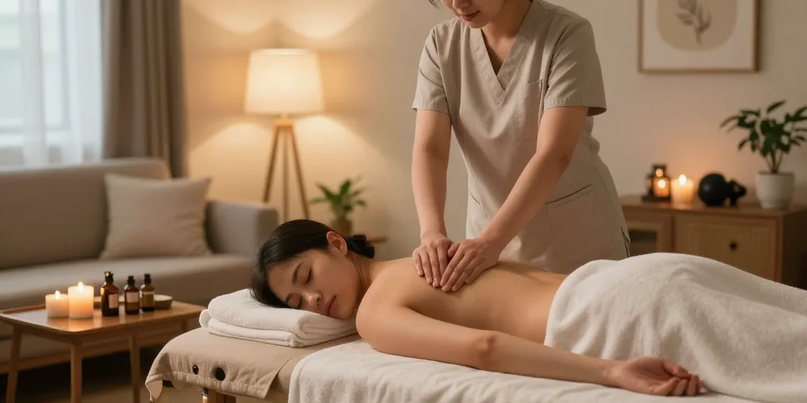 광명출장안마 서비스의 편안한 마사지 장면, 집에서 즐기는 안락한 분위기