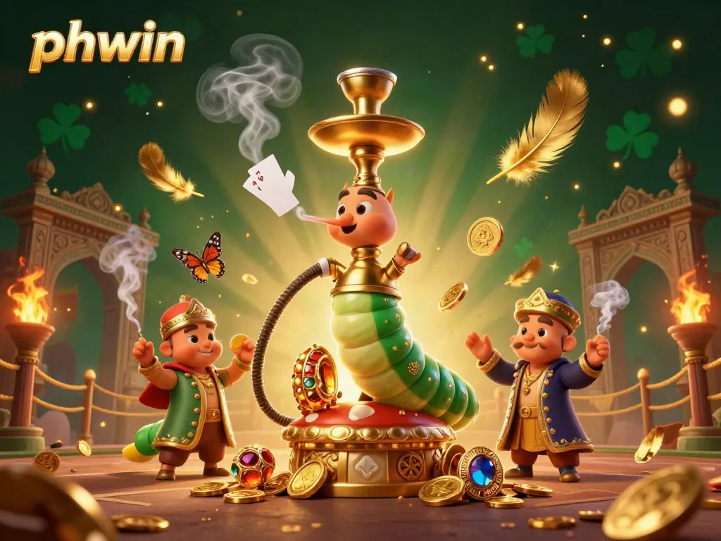 Experience excitement at PHWIN with a magical illustration of casino elements and characters.