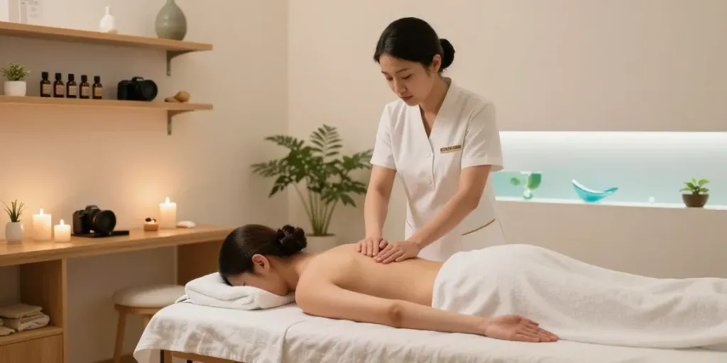 부천출장안마 at a serene massage therapy studio providing relaxation and comfort.